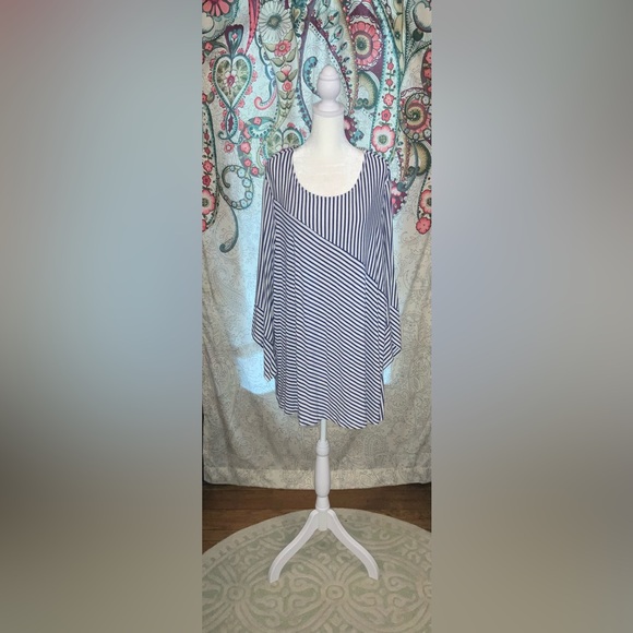 Grace Blue and White Striped Blouse - Picture 1 of 4
